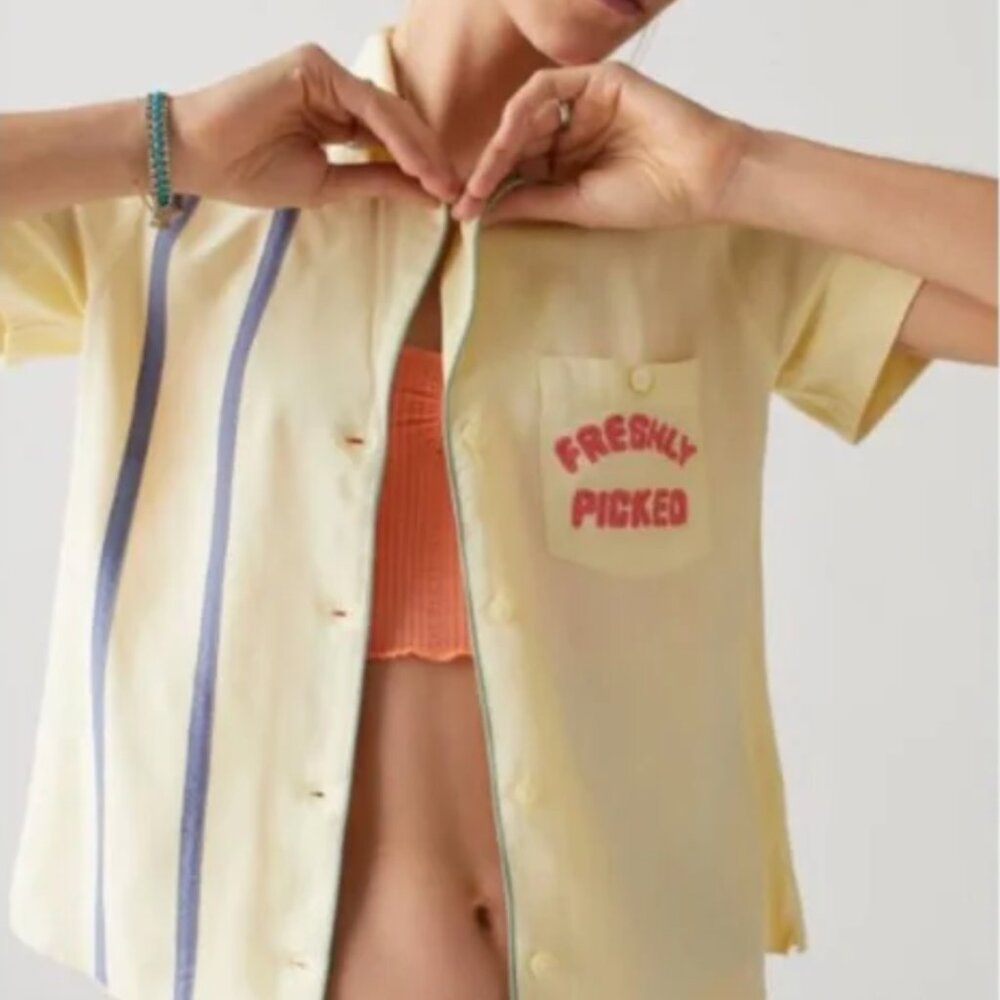 Urban Outfitters Petrol Souvenir Button Down Top Size XL